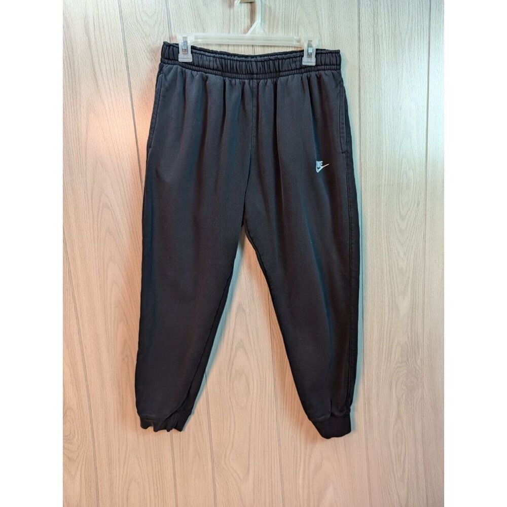 Nike Sweatpants Adult Large Black Embroidered Swoosh Fleece Joggers Pockets
